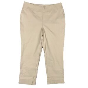 Chicos So Slimming Beige Pull On Flat Front Crop Pants Capris Womens 12 Chicos 2